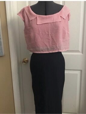 Sexy Stop Staring Pin Up Style Dress Work xL EUC red blue